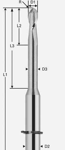 Фреза с торцевым радиусом для оксида циркония, без покрытия 00782129 